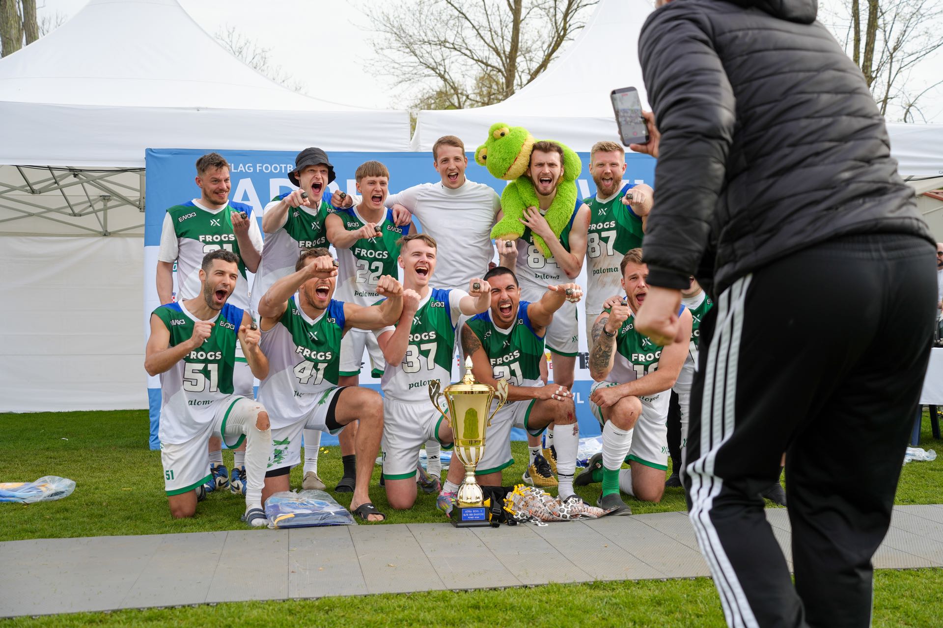 Ljubljana Frogs celebrating Adria Bowl V championship